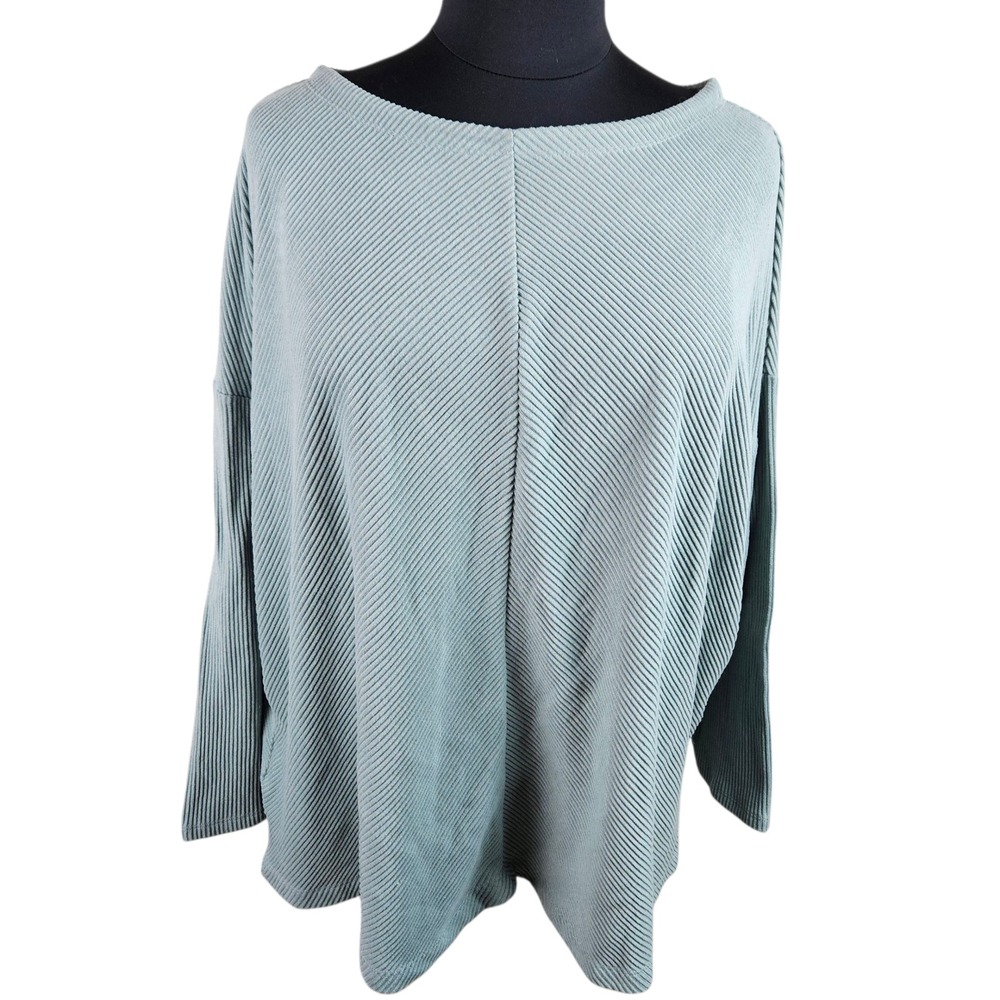 AVA &‎ VIV Women's 4X Sage Green Ribbed Knit Long Sleeve Boat Neck Top Plus Size